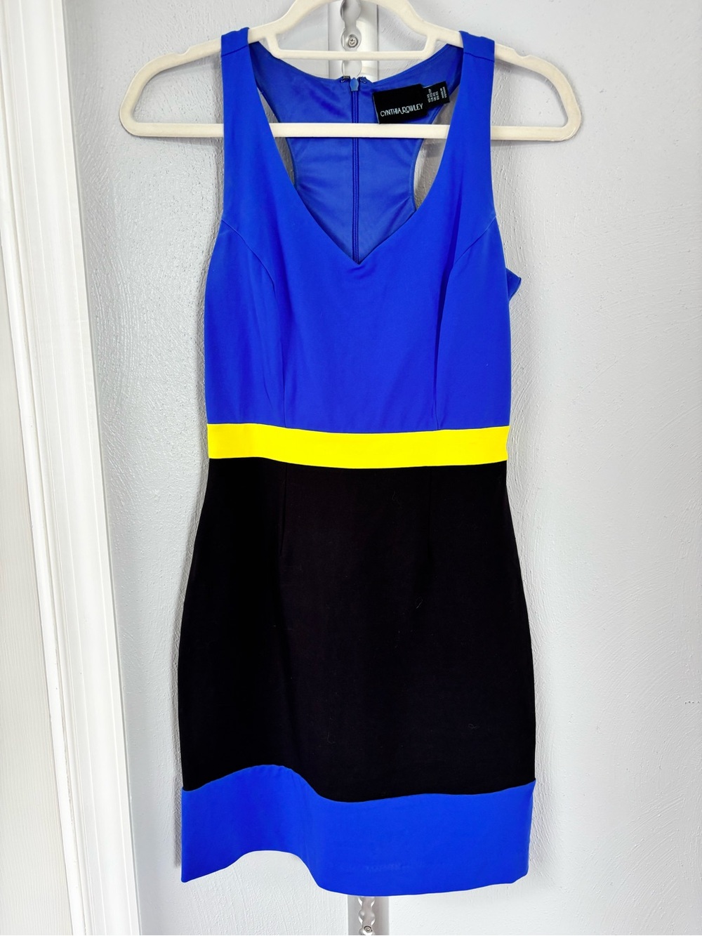Cynthia Rowley Royal Blue, Black & Yellow Colorblock Mini Dress